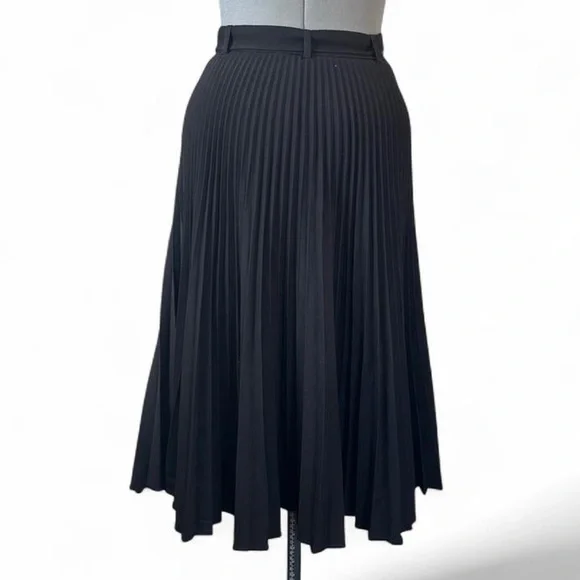 Zara black pleated midi skirt with belt size M goth grunge dark academia witchy - Picture 2 of 8